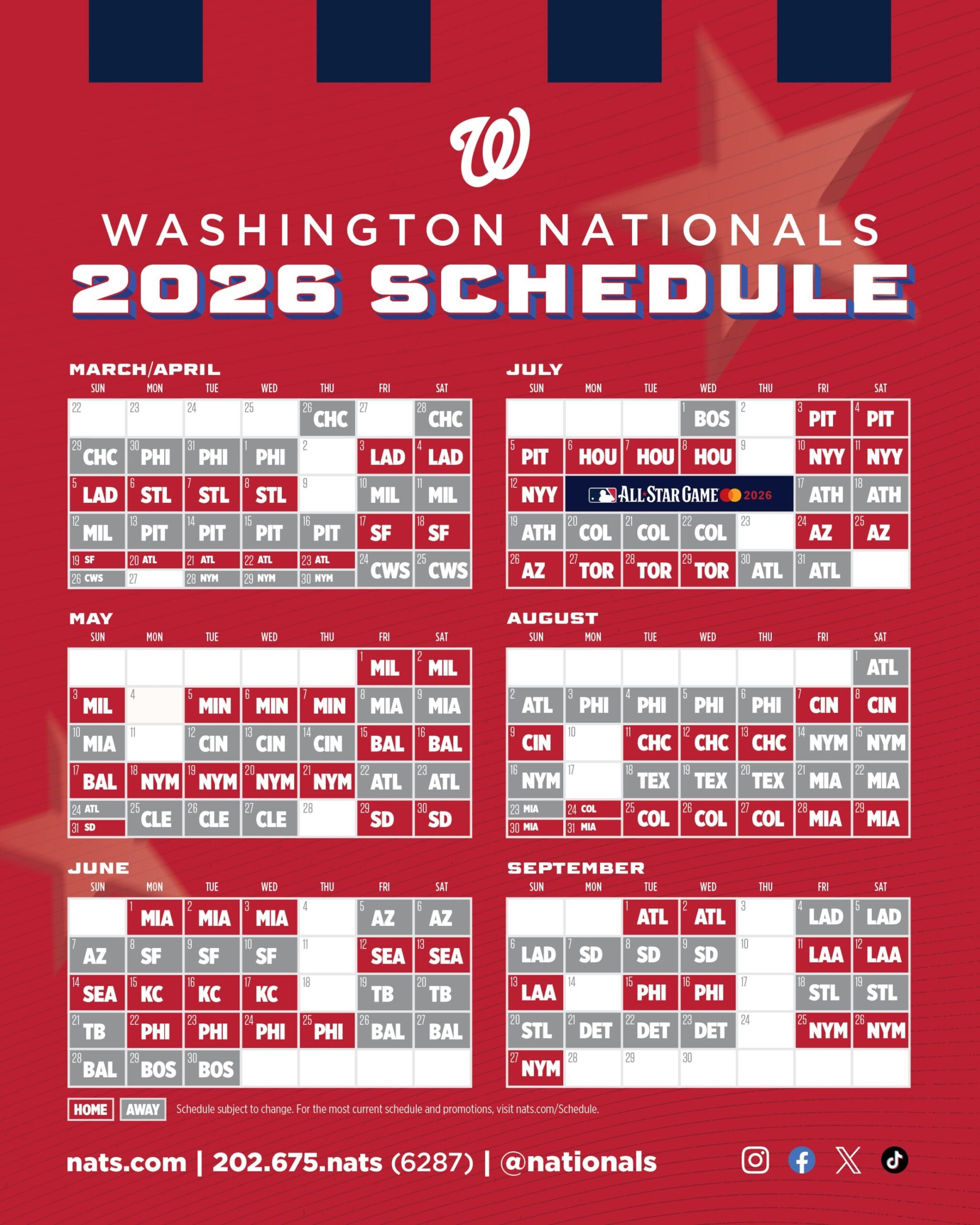 Nationals Printable Schedule Washington Nationals