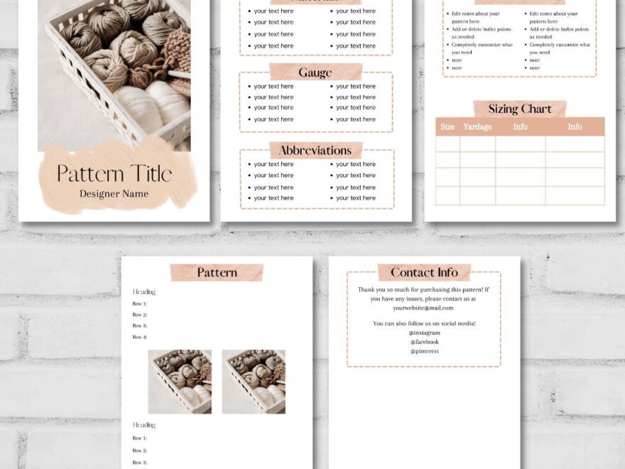 Neutral Crochet Pattern Template Canva Downloadable Outline Crochet Designer Tool Pattern PDF Printable Etsy