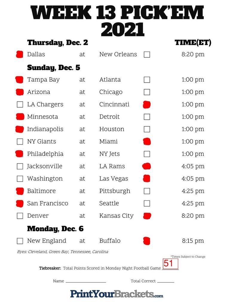 NFL 2021 Week 13 Picks Predictions And Discussions CBCS Comics Page 1
