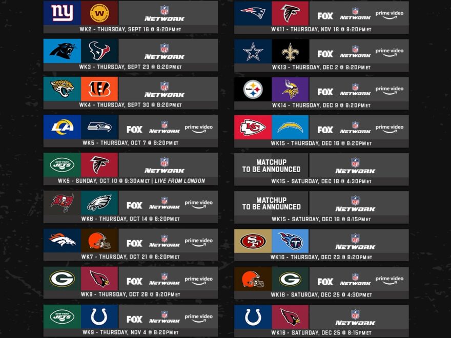 NFL Media X The 2021 NFL Schedule Was Released Earlier This Week Here Is The Entire nflnetwork Schedule Which Kicks Off Week 2 W Giants Washington Https t co j9dNnWABJn X