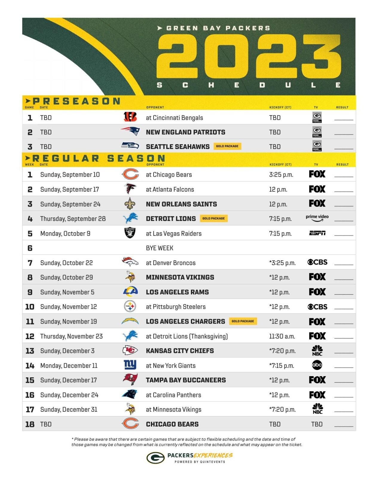 NFL Releases Green Bay Packers Schedule For 2023 News Wkow NFL Releases Green Bay Packers Schedule For 2023 News Wkow