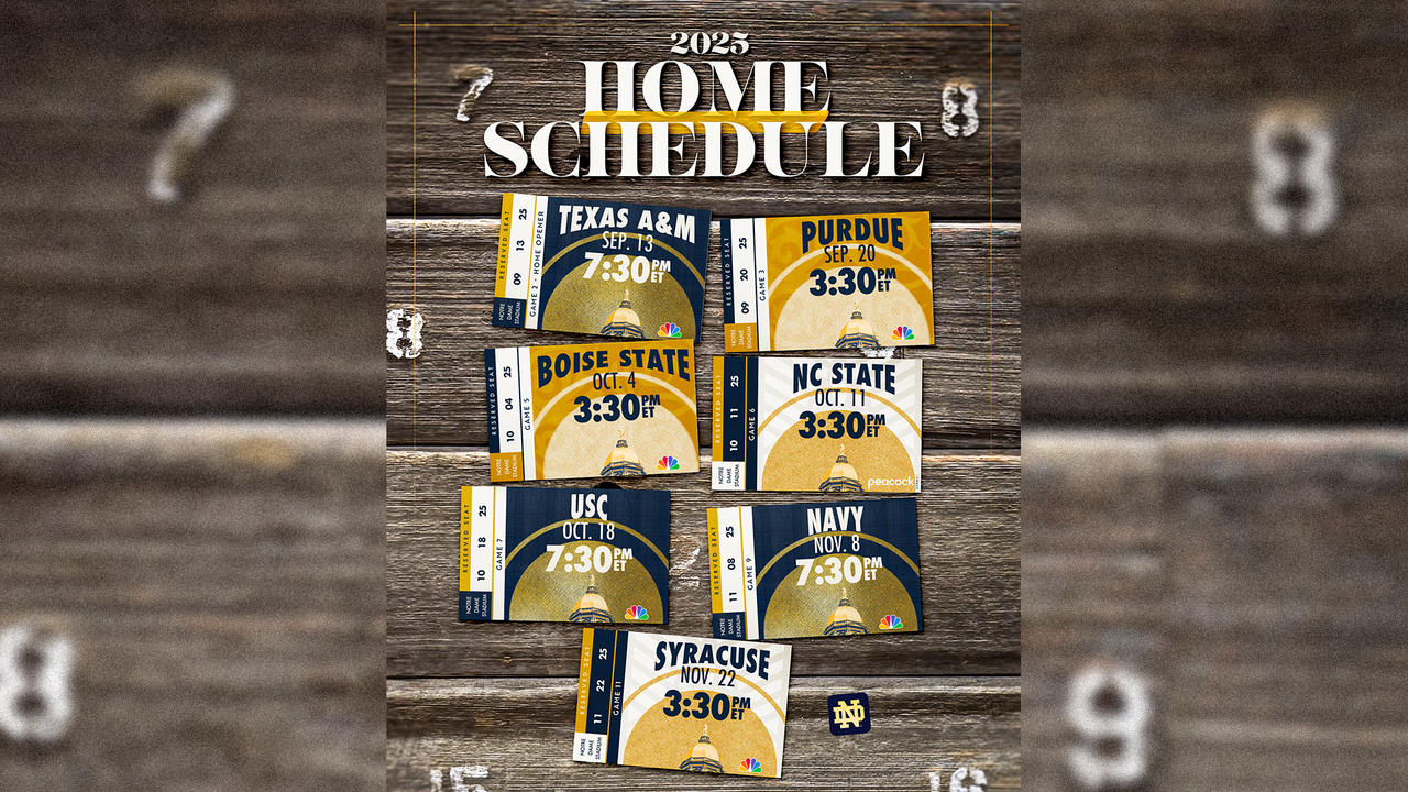 Notre Dame Announces Game Times For 2025 Home Slate Including Three Primetime Matchups