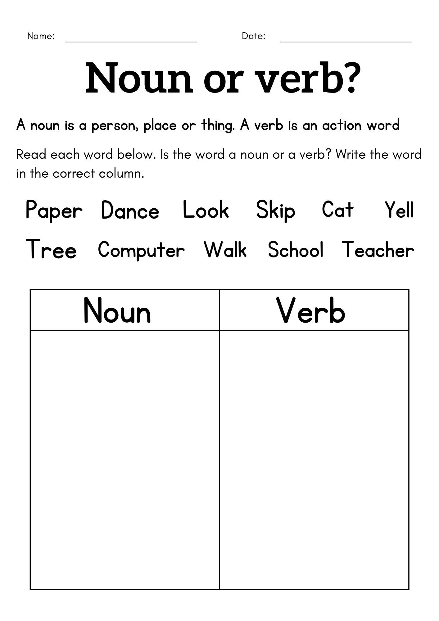 Noun And Verb Worksheet For Class 1 2 3 1st Grade Noun Verb Sentences Book Made By Teachers