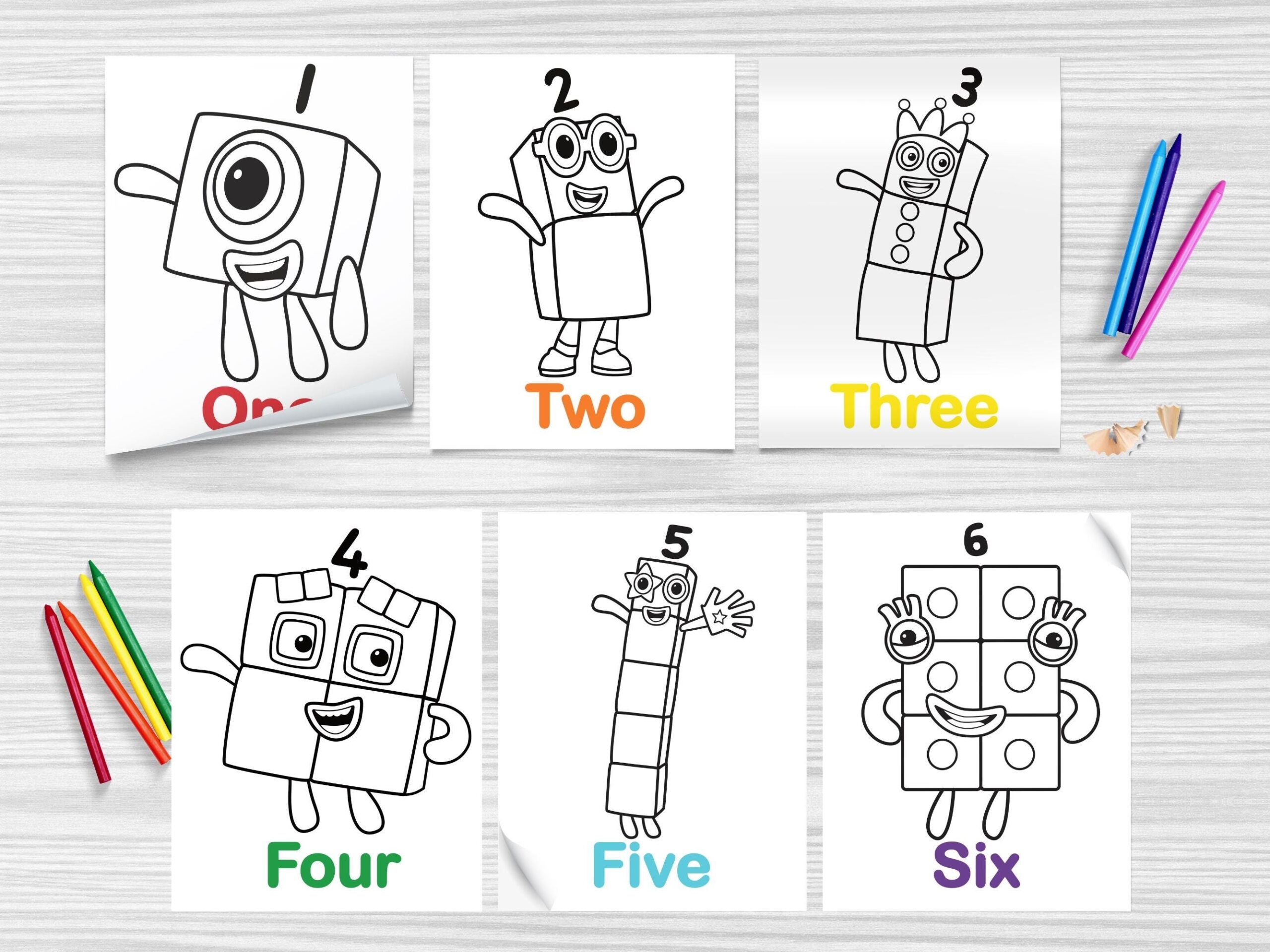 Numberblocks 1 20 Colouring Pages Digital Printable 24 PAGES PLUS Blockzilla Octonaughty Terrible Twos Big Tum Etsy