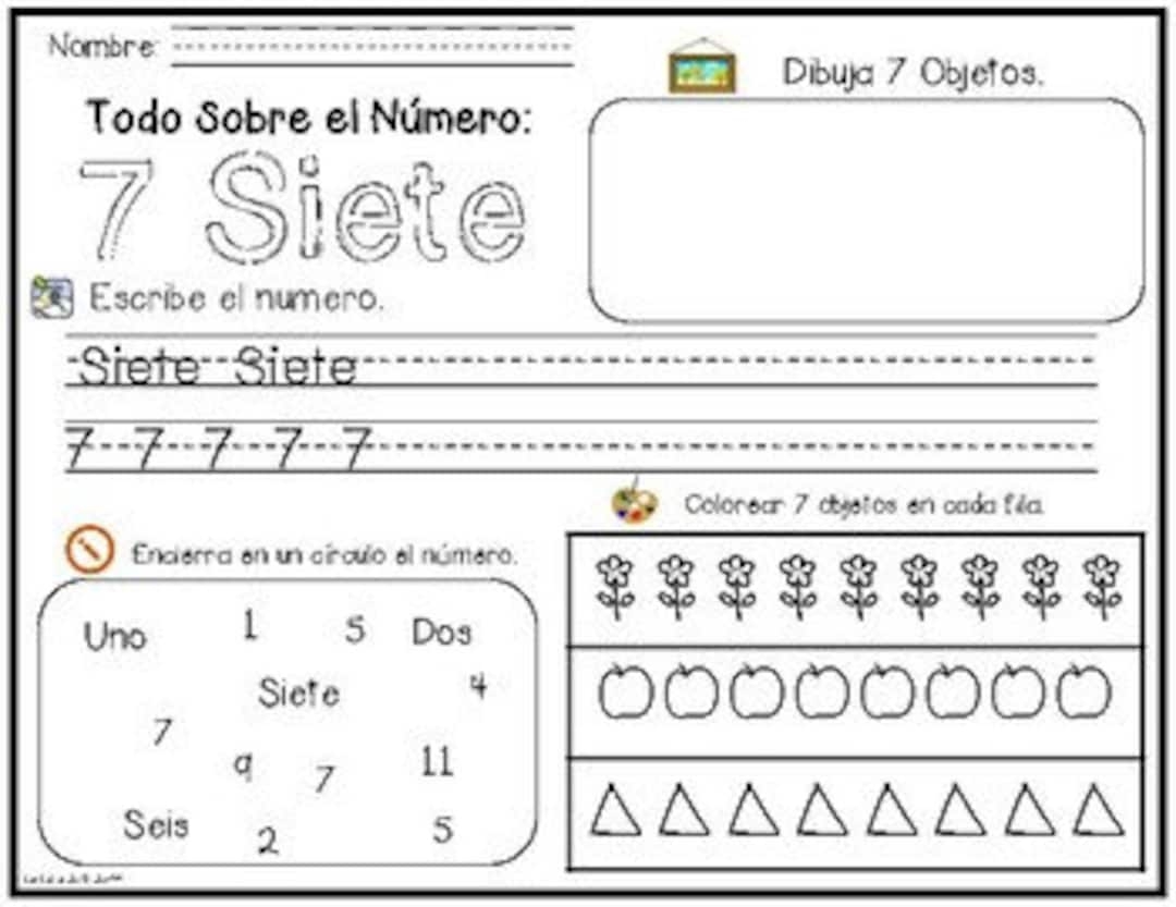 Numeros En Espanol Bilingual Worksheet Math Numbers Numeros Kindergarten Prep Prep Worksheet Pre K Assessment Trabajo De Kindergarten Etsy