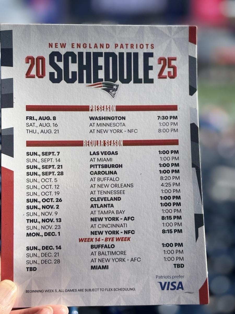Official New England Patriots 2025 Schedule Magnet EBay
