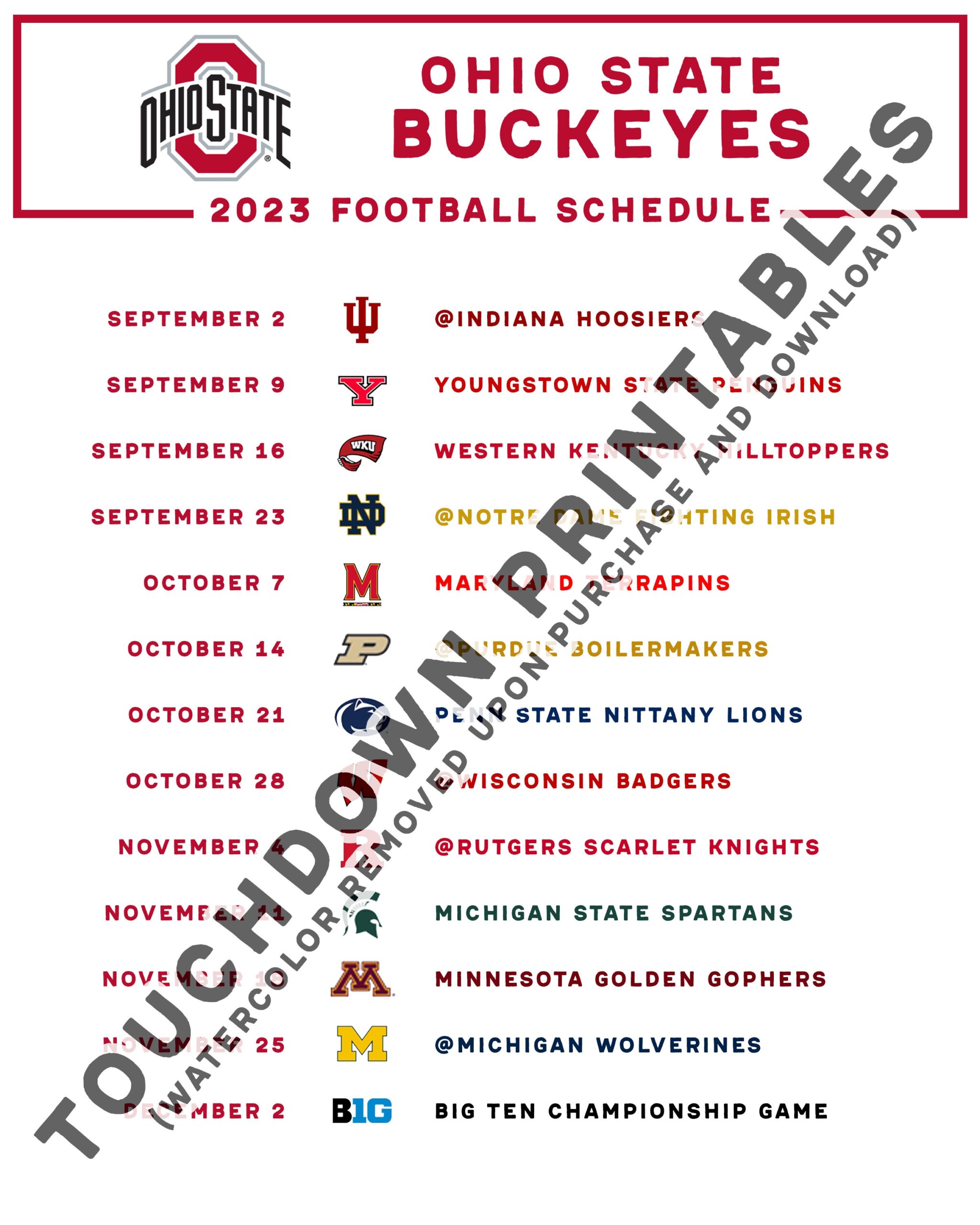 ohio state printable football schedule