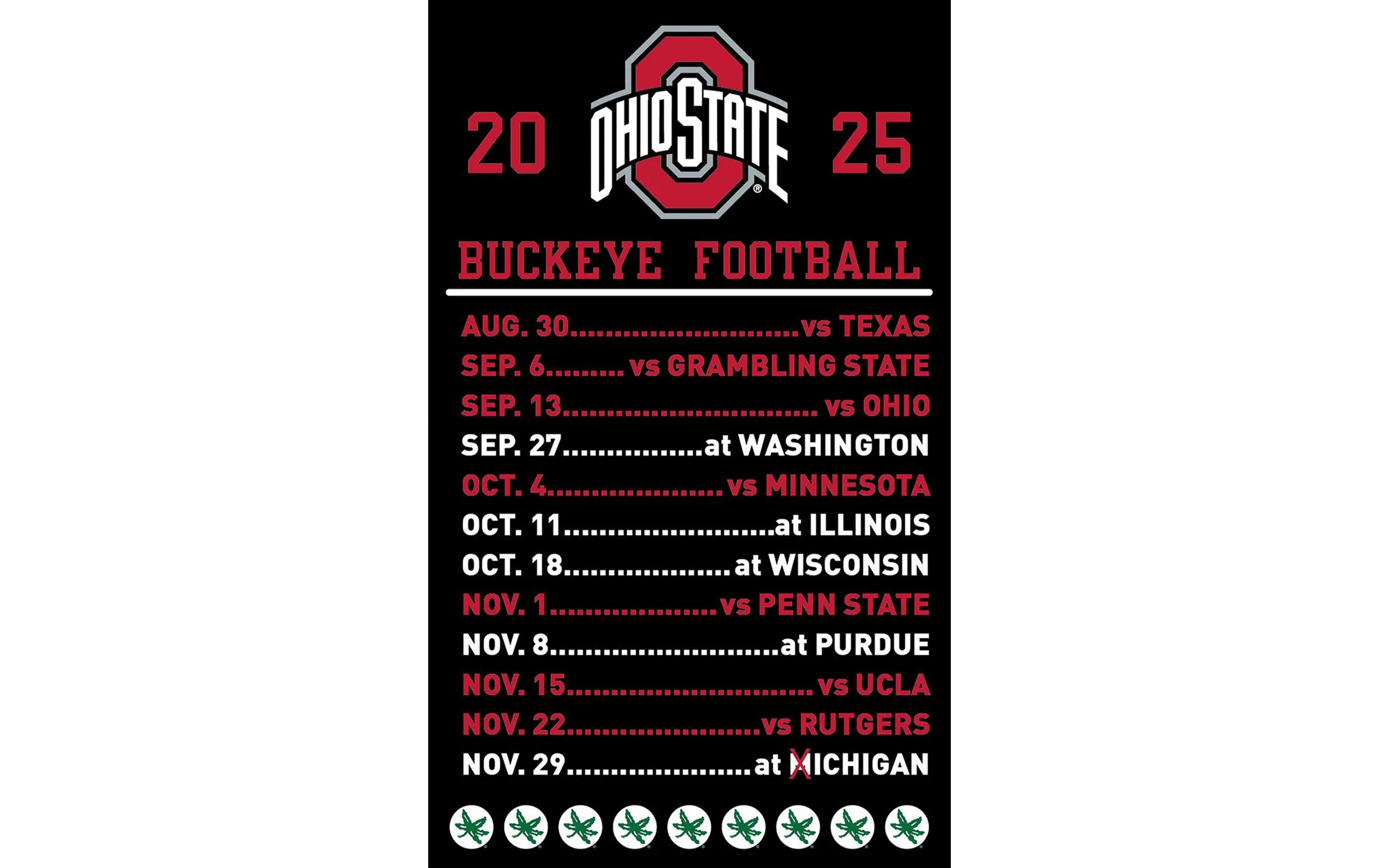 Ohio State Buckeyes Football Schedule 2025 Gameday Grille And Patio Ohio State Buckeyes Football Schedule 2025 Gameday Grille And Patio