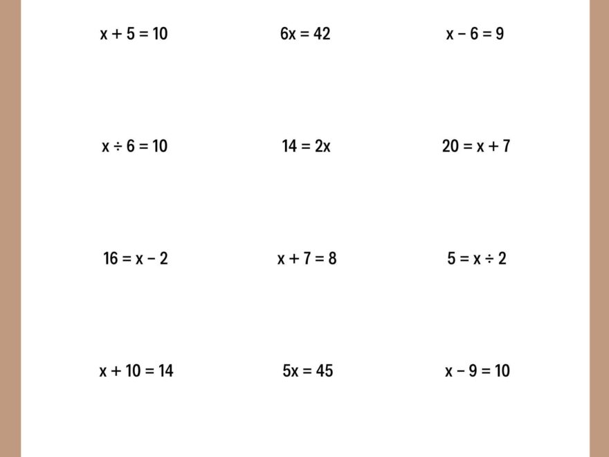 One Step Equations Worksheets Etsy