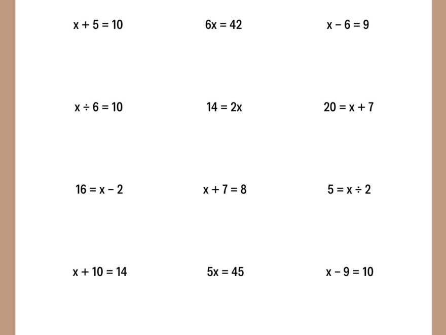 One Step Equations Worksheets Etsy