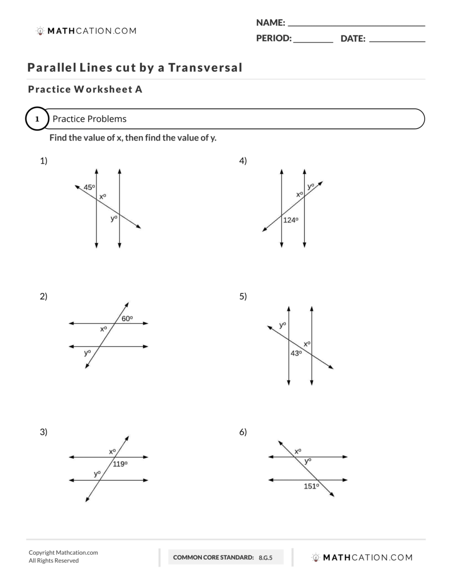 Parallel Lines Cut By A Transversal Worksheet Examples And Notes Parallel Lines Cut By A Transversal Worksheet Examples And Notes