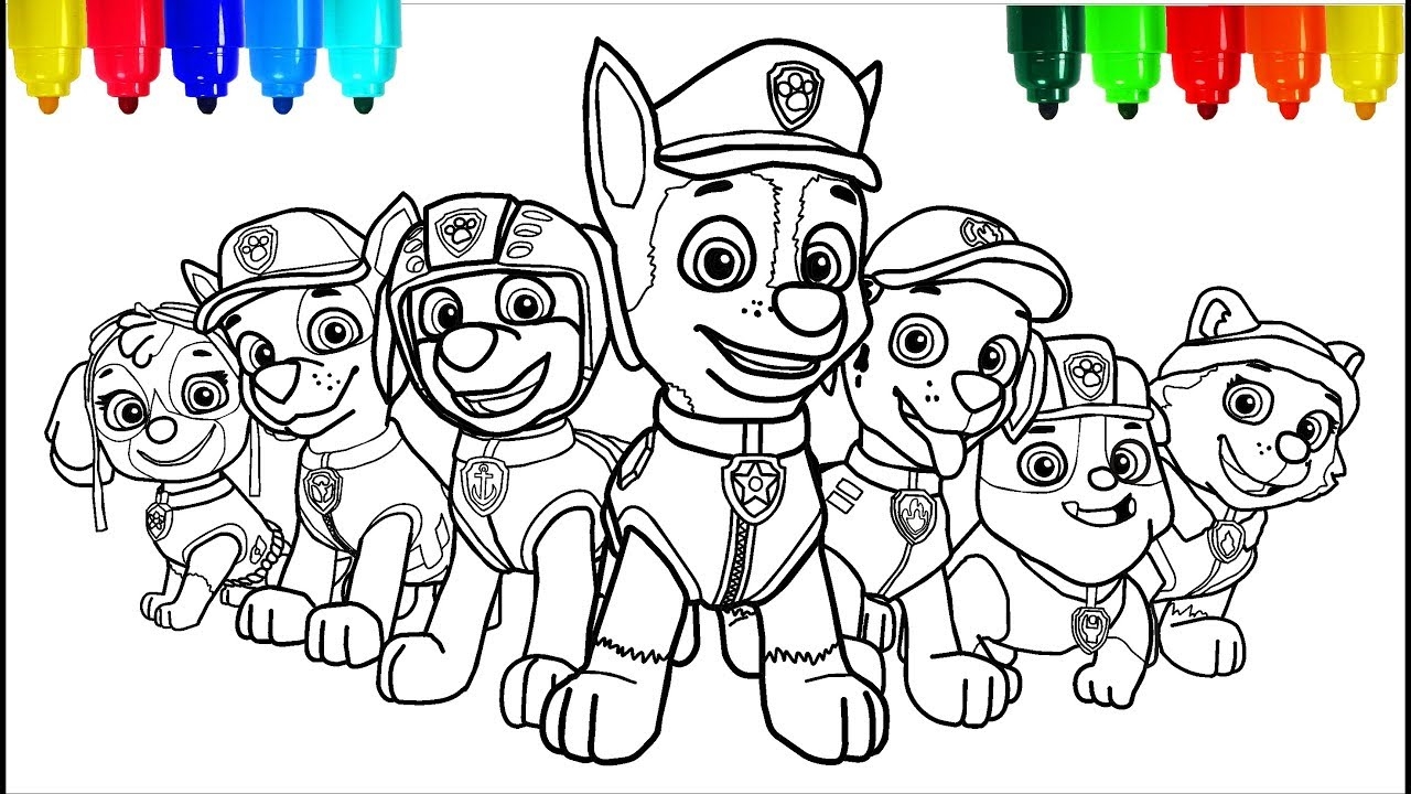 PAW PATROL 2 Coloring Pages Colouring Pages For Kids With Colored Markers YouTube