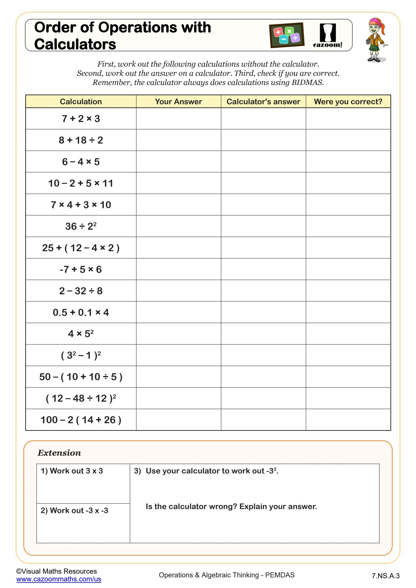 order of operations math worksheets