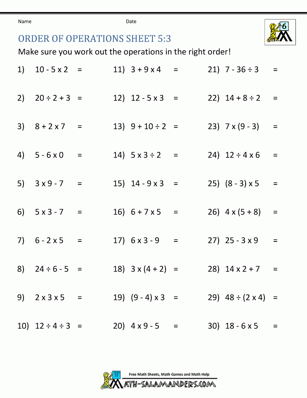 order of operations worksheet pdf order of operations worksheet pdf