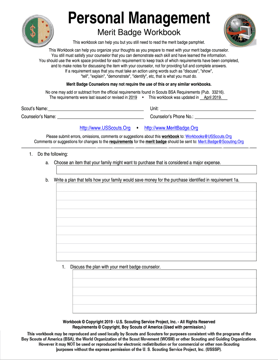 Personal Fitness Merit Badge Printable Blank PDF Online Personal Fitness Merit Badge Printable Blank PDF Online