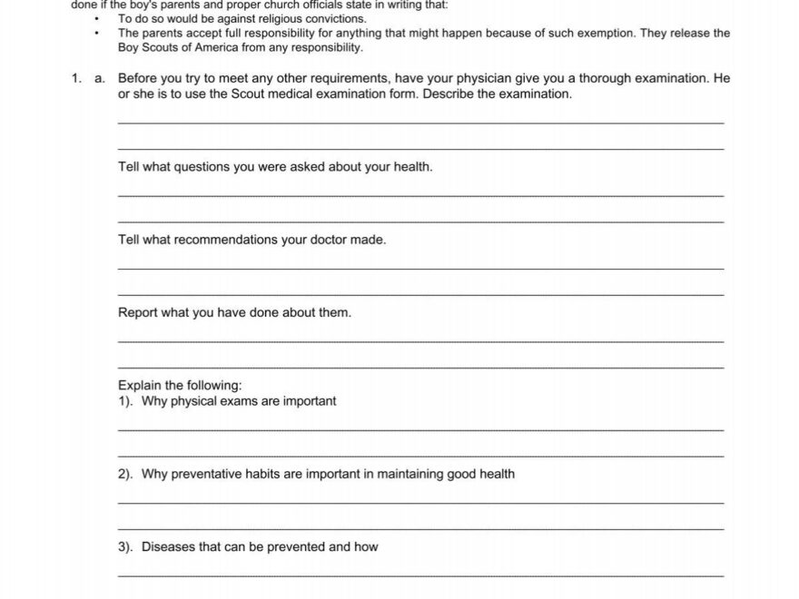PERSONAL FITNESS Merit Badge Worksheet Troop 655