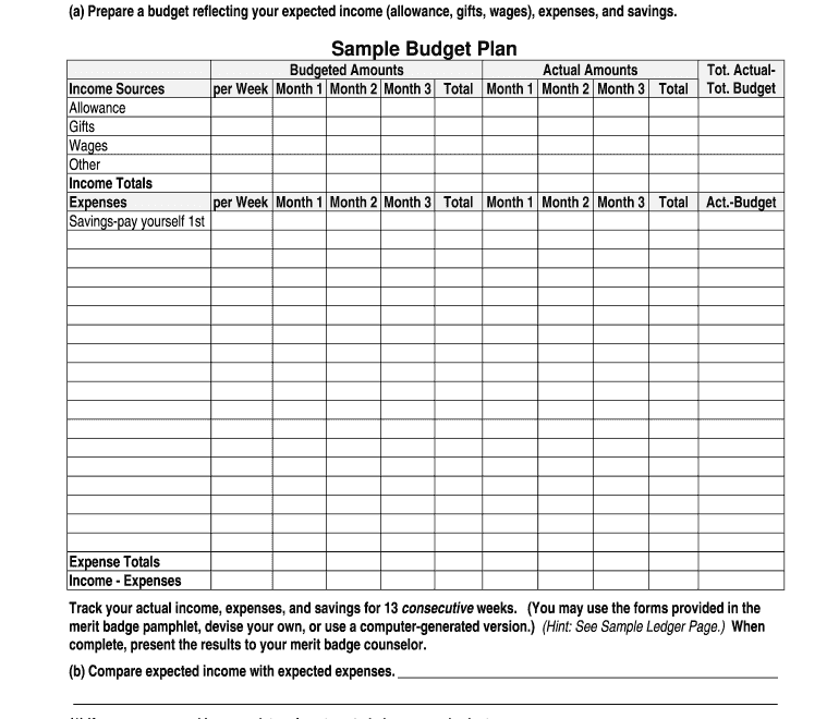 Personal Management Merit Badge Worksheet Fill Out Sign Online DocHub