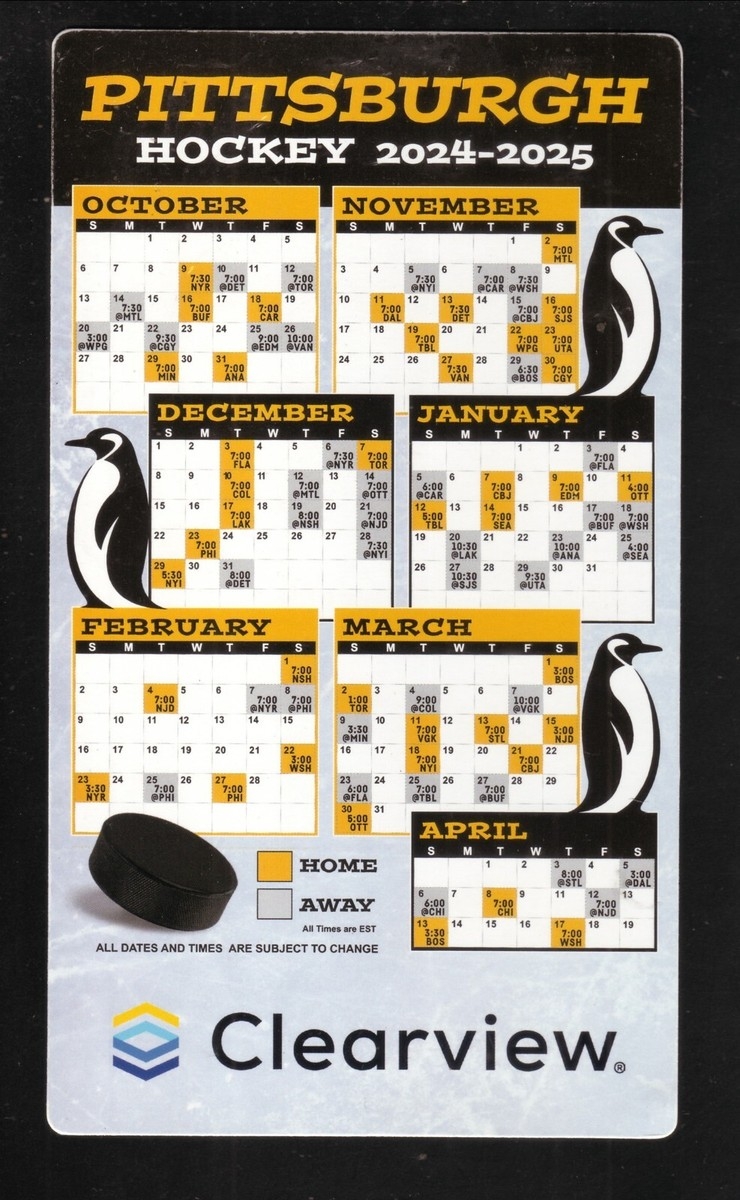 Pittsburgh Penguins 2024 25 Magnet Schedule Clearview Federal Credit Union EBay