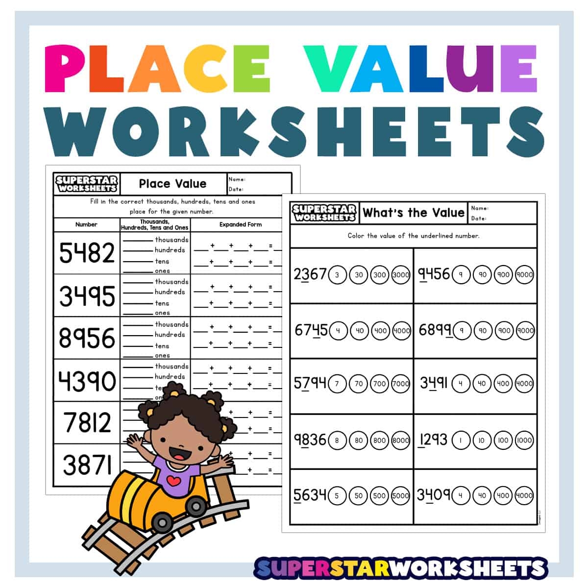 place and place value worksheets