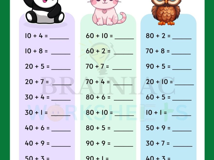 Playful Easy Addition Maths Worksheet For Class 2 Brainiac Worksheets