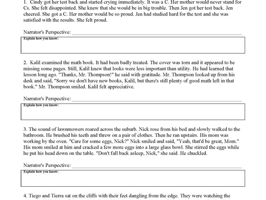 Point Of View Worksheets Reading Activities