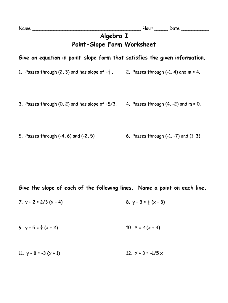 Point Slope Form Worksheet Fill Out Sign Online DocHub Worksheets Library