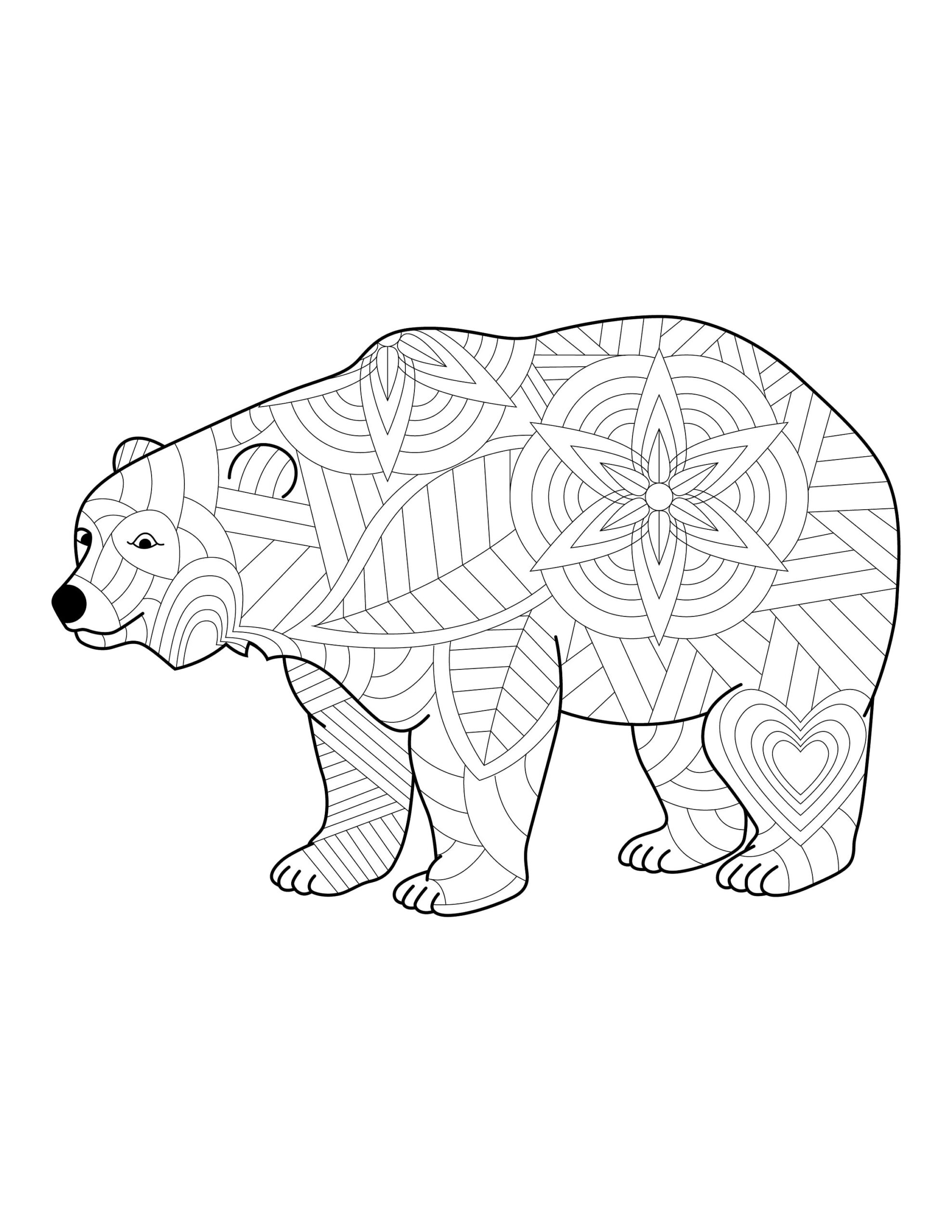 Polar Bear Coloring Page Zen Coloring Digital Download Coloring Page Instant Download Printable PDF Etsy
