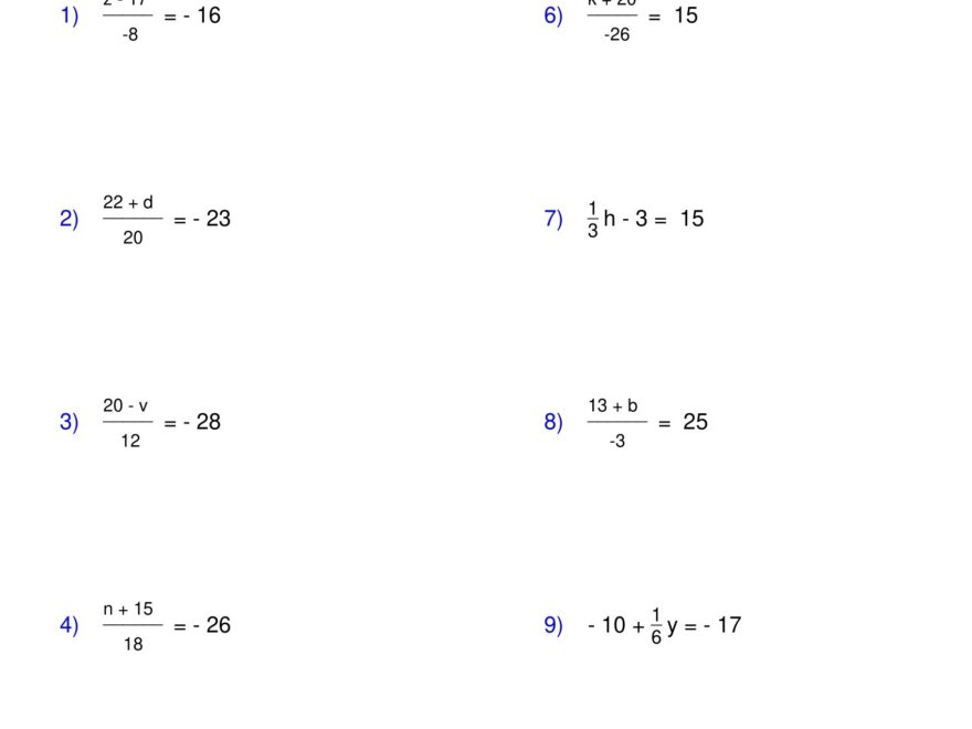 Pre Algebra Equations Two Step Equations Containing Integers Worksheets Made By Teachers