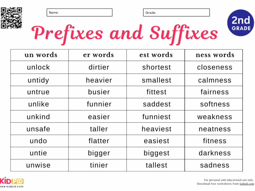 Prefixes And Suffixes Worksheet For Grade 2 Kidpid