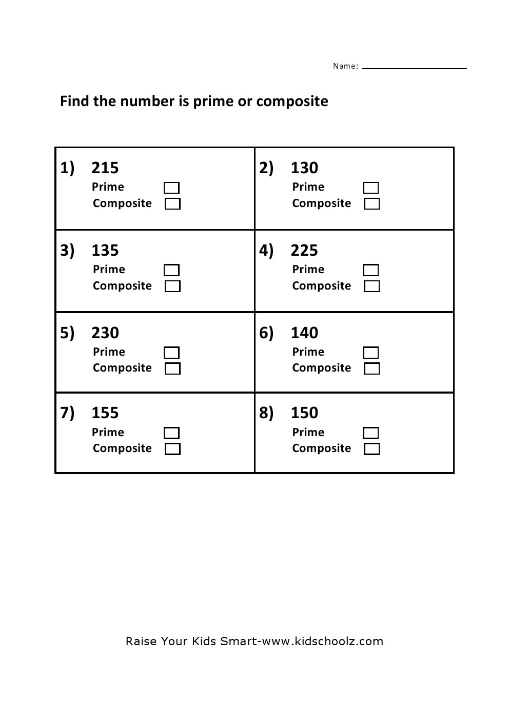 Prime And Composite Numbers Worksheet 5 Kidschoolz Prime And Composite Numbers Worksheet 5 Kidschoolz
