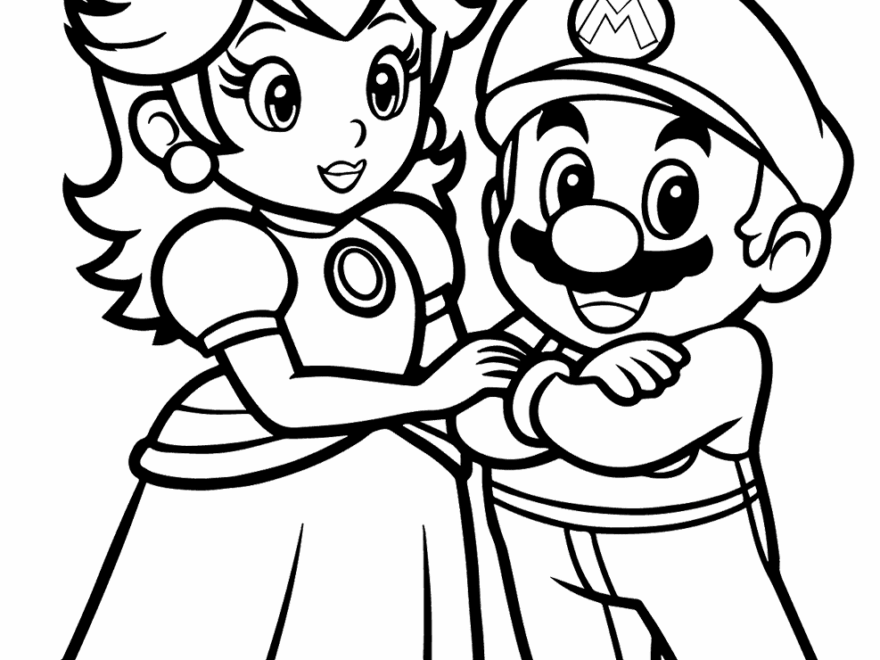 Princess Peach And Mario Coloring Page Easy Drawing Guides