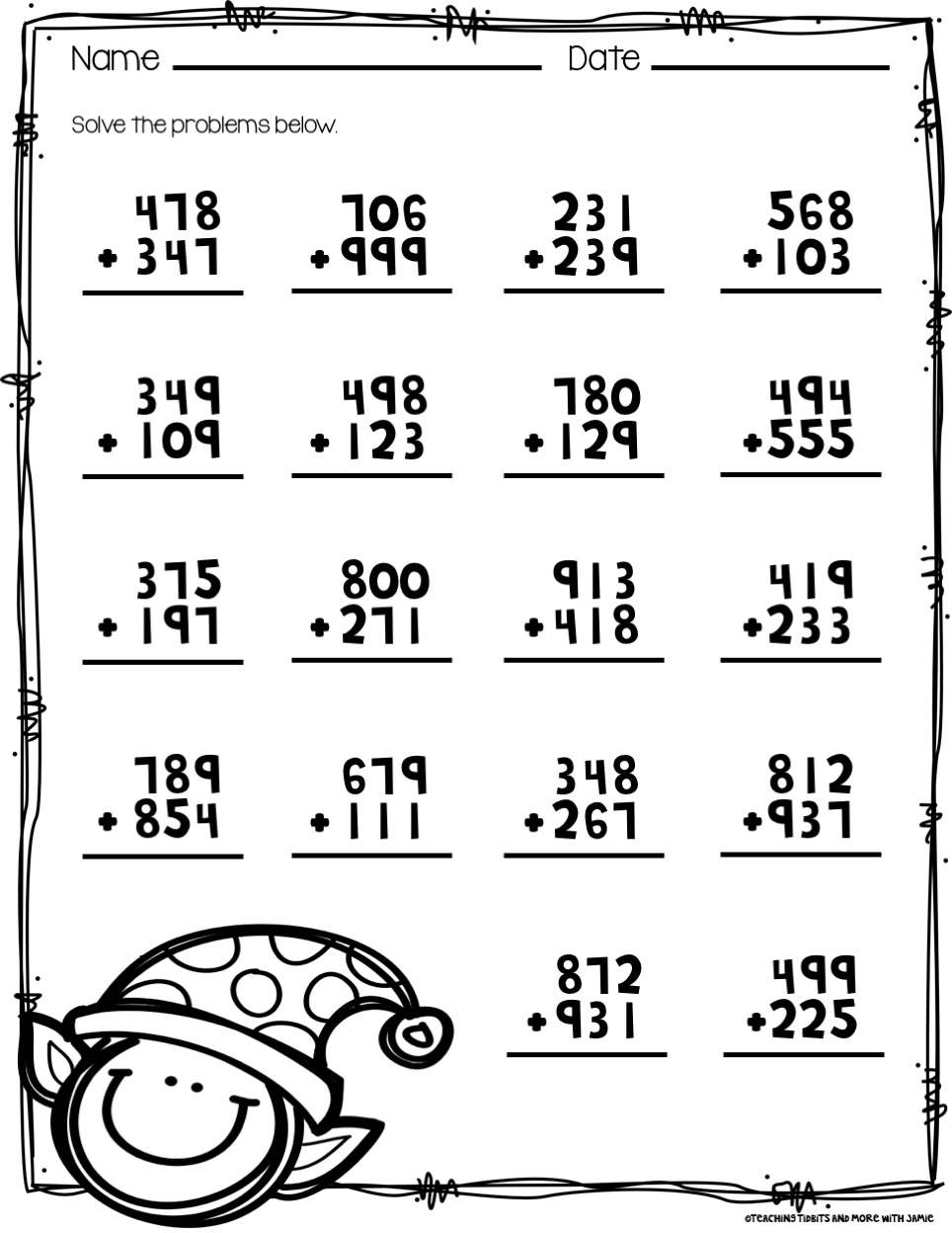 math worksheets for 3rd grade