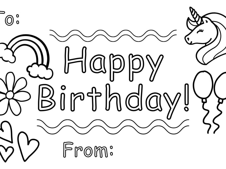 Printable And Coloring Birthday Card For Kids DIY Birthday Card For Kids Coloring Card To Make At Home Pictures To Trace To Make A Card Etsy