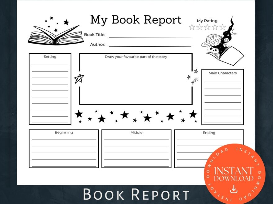 Printable Book Report INSTANT DOWNLOAD Printable Activity Book Report Template Book Review Book Report Printable Home School Reading Etsy
