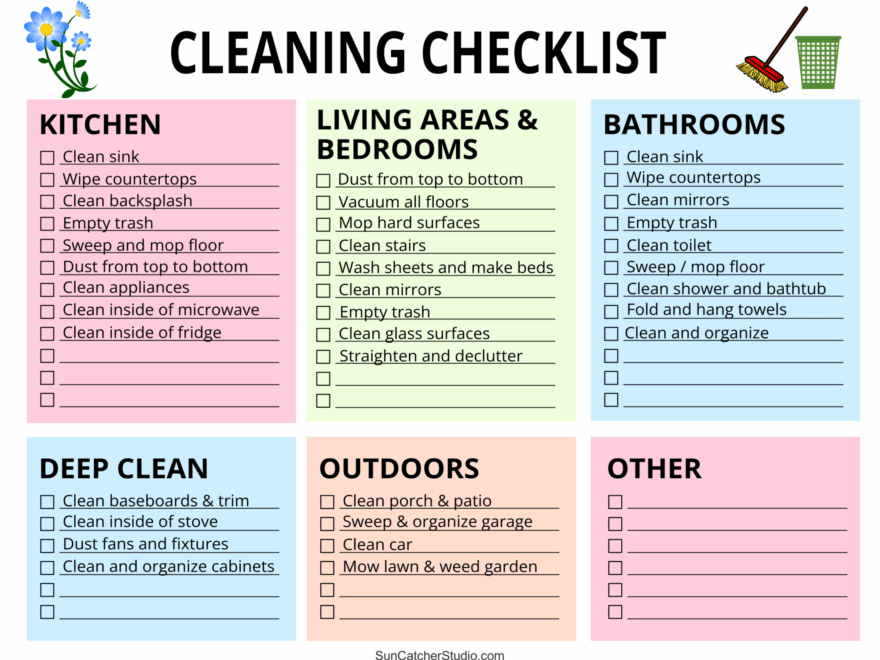 Printable Cleaning Schedule Spring Daily Weekly Checklists Free Printables Monograms Design Tools Patterns DIY Projects