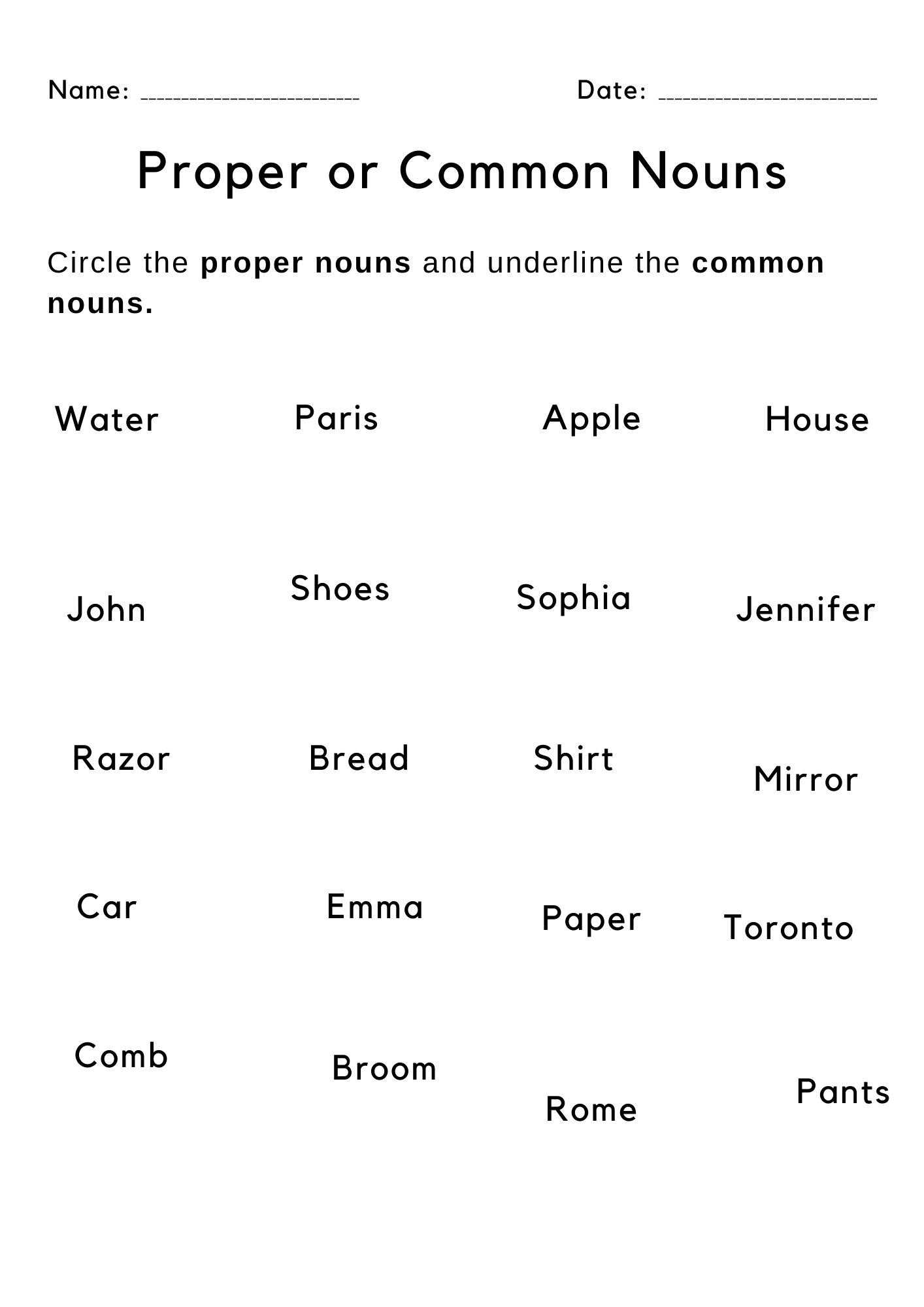 Printable Common Noun And Proper Nouns Worksheet For Grade 1 Made By Teachers Printable Common Noun And Proper Nouns Worksheet For Grade 1 Made By Teachers