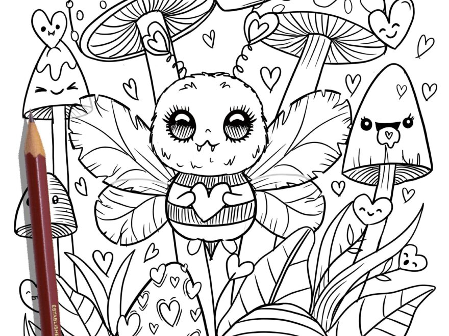 PRINTABLE Cute Kawaii Coloring Page Hand drawn Coloring Sheet Cute Doodles Coloring Page Kids Coloring Page Adult Coloring Etsy