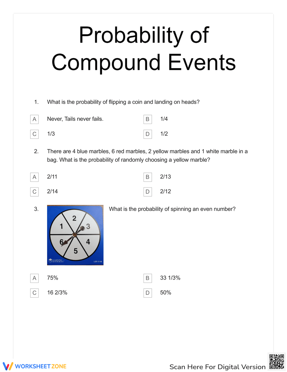 Printable Grade 7 Probability Of Compound Events Worksheets Printable Grade 7 Probability Of Compound Events Worksheets