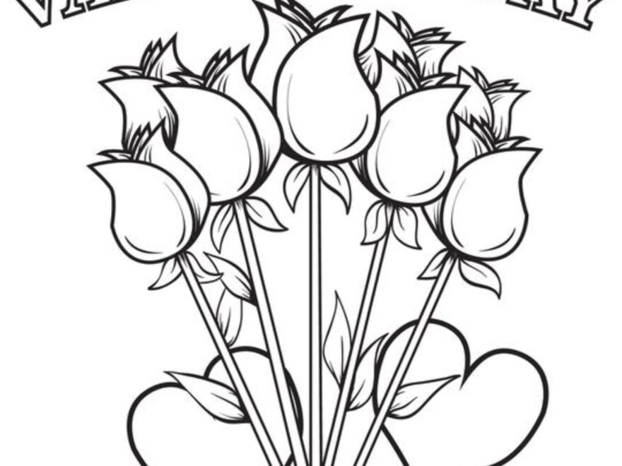 Printable Hearts And Flowers Valentine Coloring Sheet instant Download digital File 8 X 10 Printable Valentine adult Coloring Download Etsy