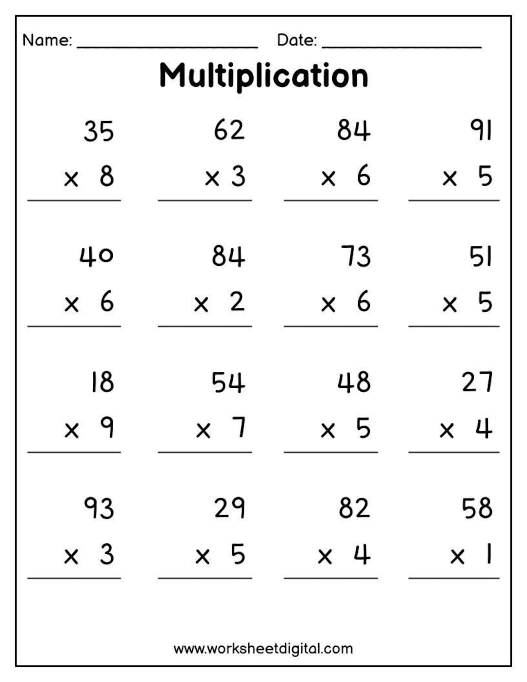 two digit multiplication worksheets two digit multiplication worksheets