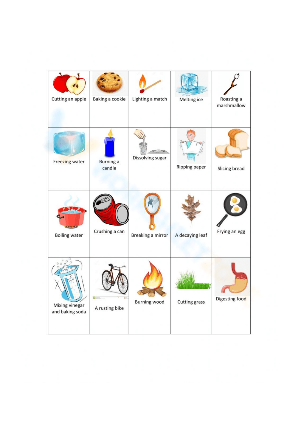 Printable Physical And Chemical Changes Worksheets Download