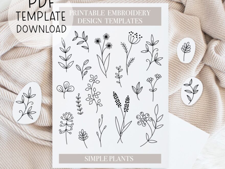 Printable Plants Embroidery Patterns Sheet Floral Hand Embroidery Designs DIY Embroidery Patch Designs Download For Stick And Stitch DIY Etsy