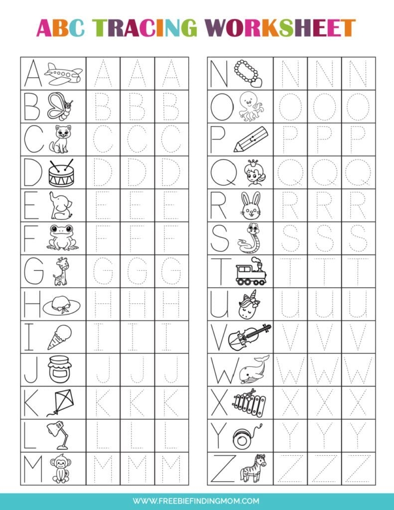 tracing the letters of the alphabet worksheets