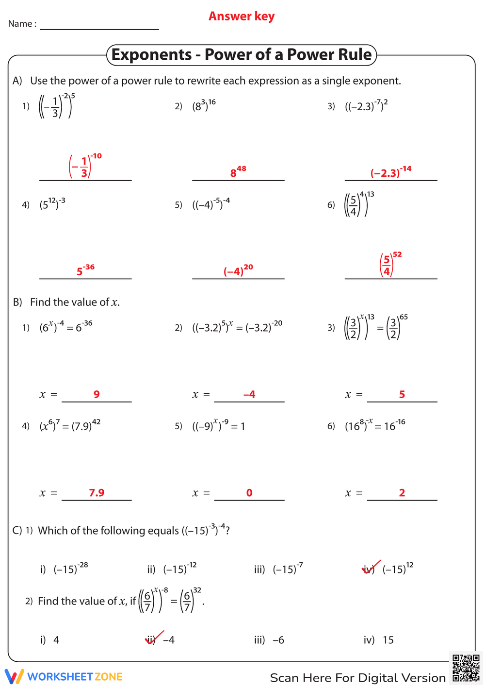 Printable Properties Of Exponents Worksheets Printable Properties Of Exponents Worksheets