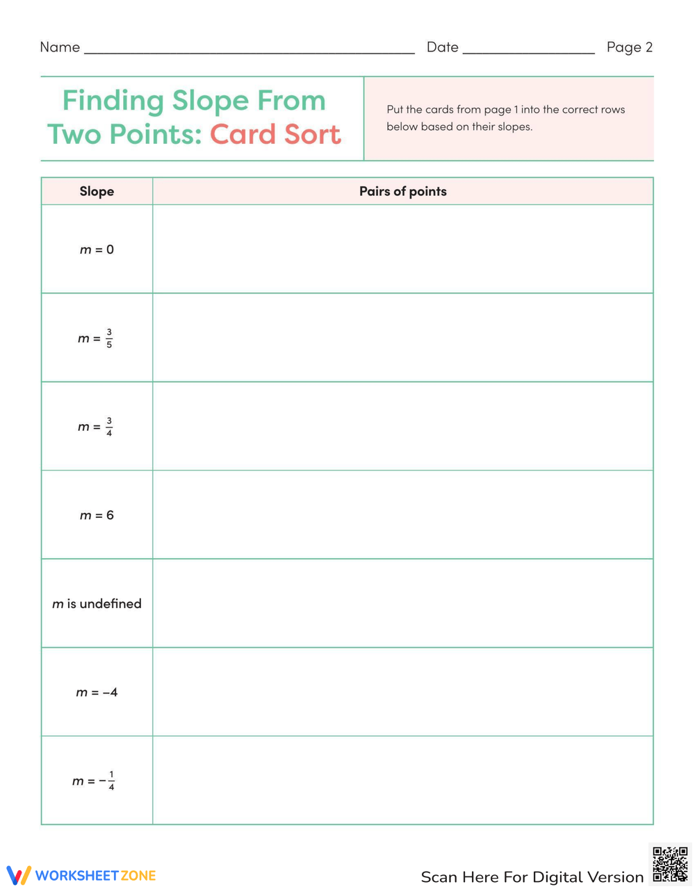 finding slope from two points worksheet finding slope from two points worksheet