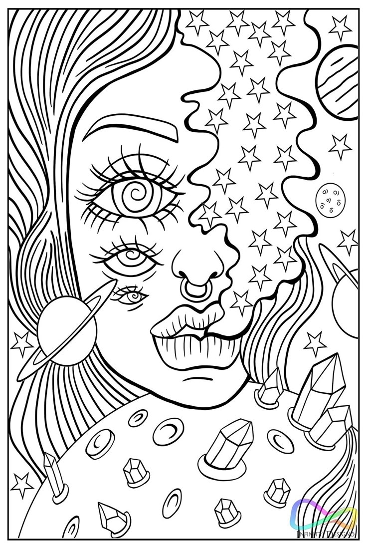 Psychedelic Stoner Girl Coloring Pages