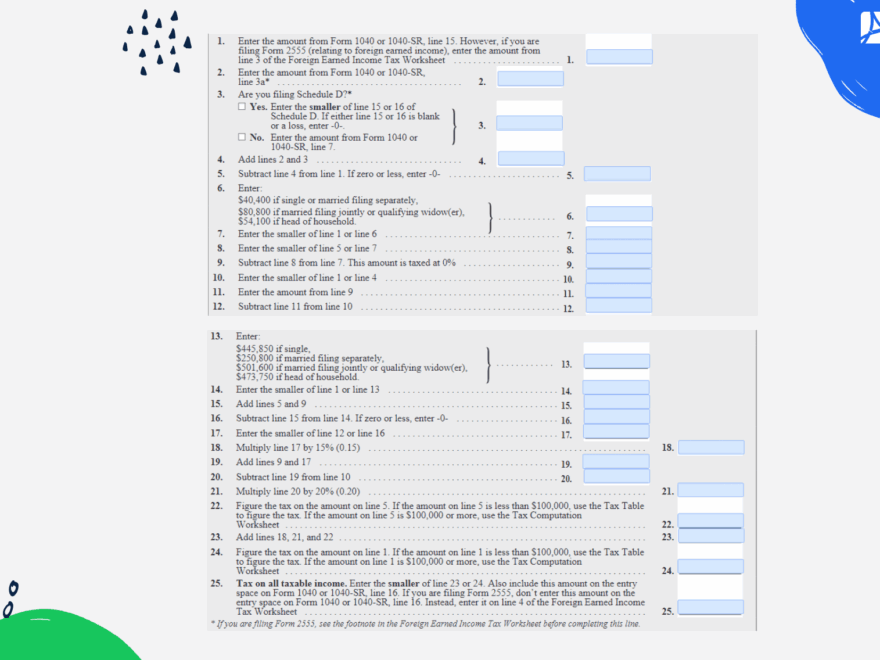 Qualified Dividends And Capital Gain Tax Worksheet 2024 PDFliner
