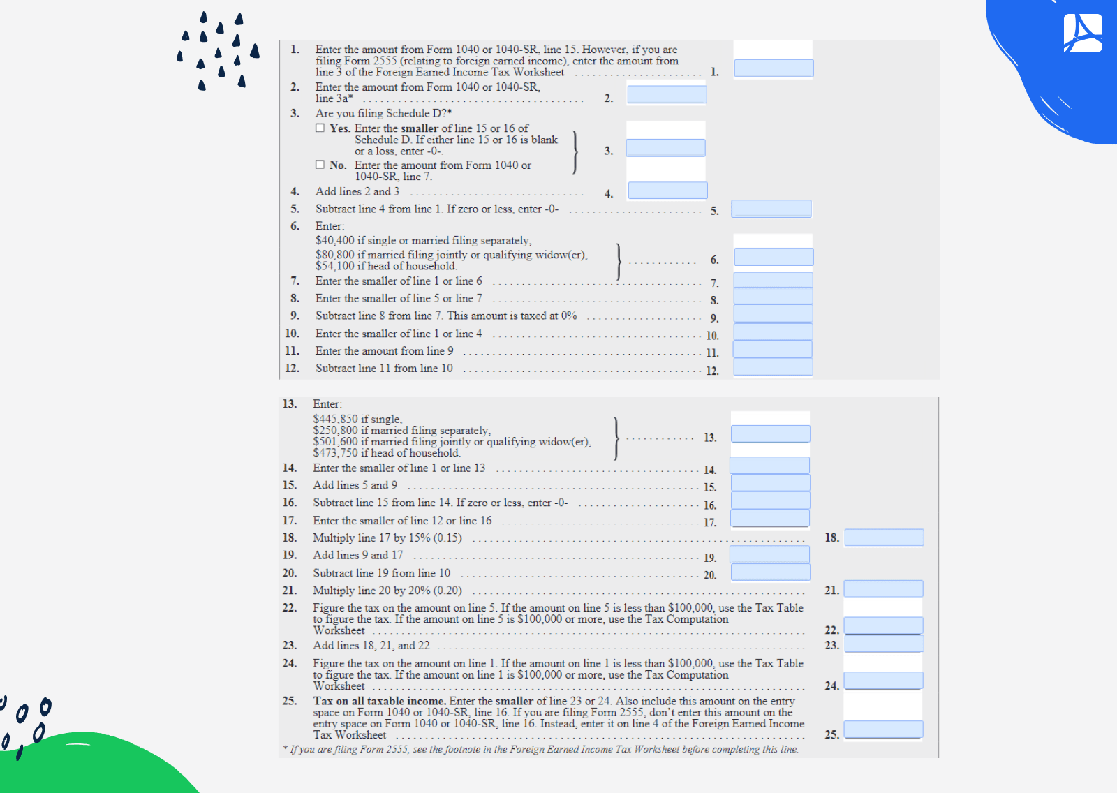Qualified Dividends And Capital Gain Tax Worksheet 2024 PDFliner Qualified Dividends And Capital Gain Tax Worksheet 2024 PDFliner