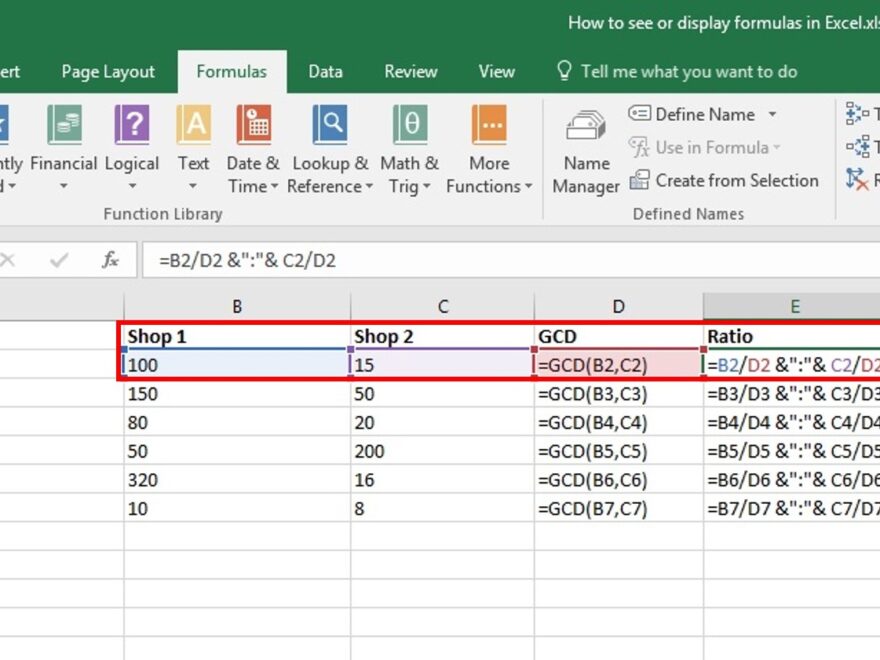 Quick Way To Display Show Formulas In Excel Show Formula In Excel