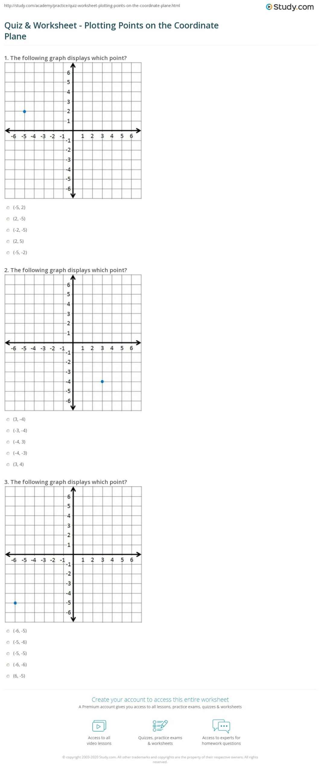 Quiz Worksheet Plotting Points On The Coordinate Plane Study Quiz Worksheet Plotting Points On The Coordinate Plane Study